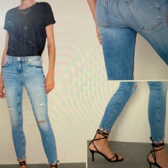 Zara The Multidamages Skinny in Azure Blue Size 4 Distressed Jeans - Picture 8 of 8